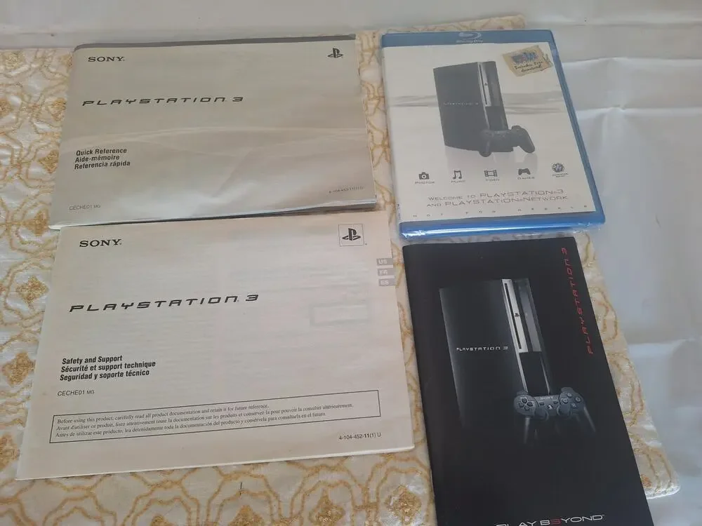 Sony PlayStation 3 PS3 CECHE01 Manuals + Sealed Welcome PS Network Blu-ray Disc